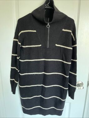 Thyme Maternity Black Striped Sweater Dress